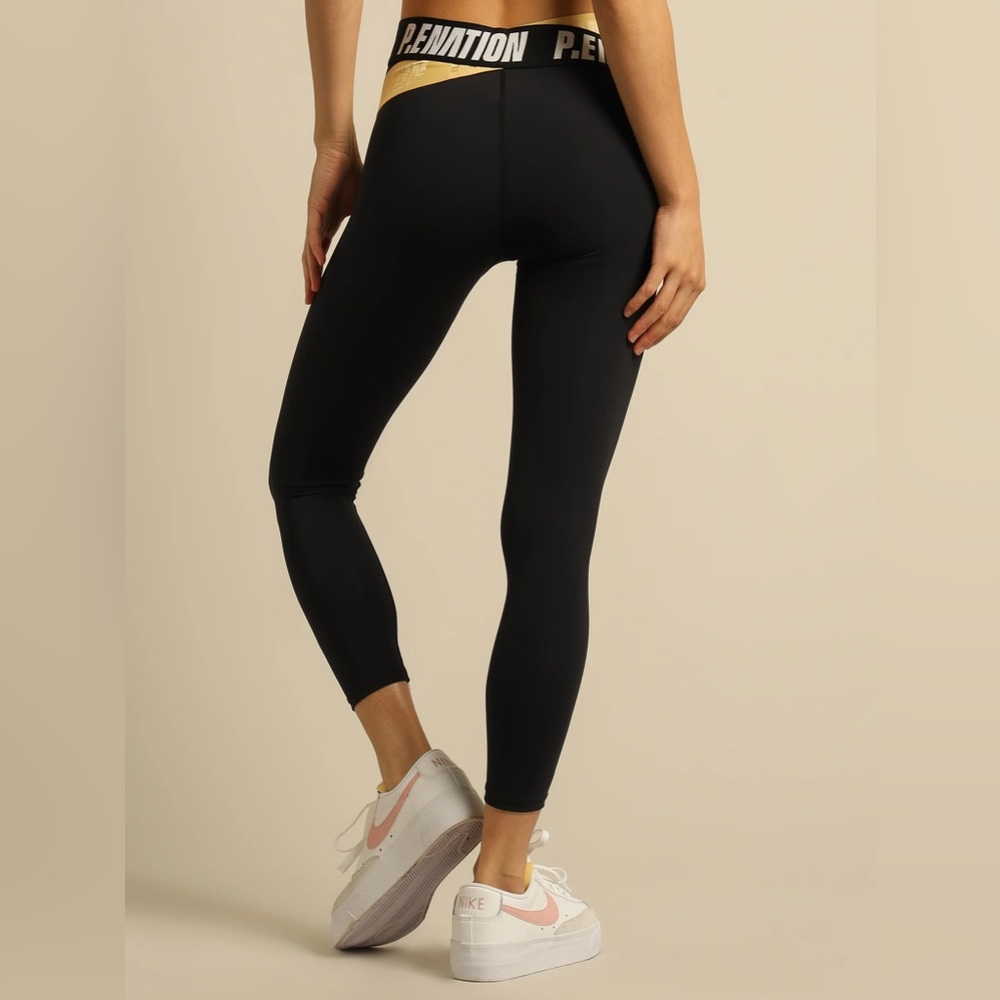 P.E Nation Backswing Sports Bra Small and Leggings Medium Black Gold - Picture 4 of 16